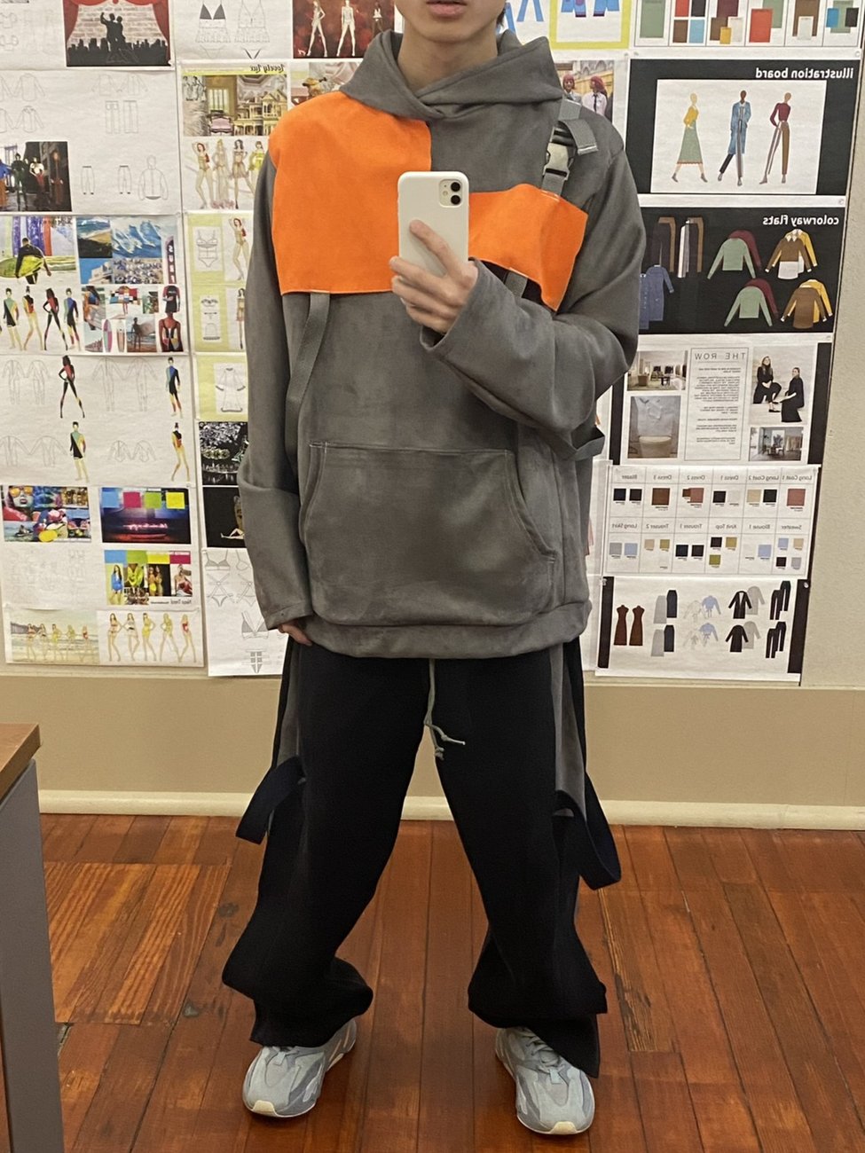 Orange band across the chest