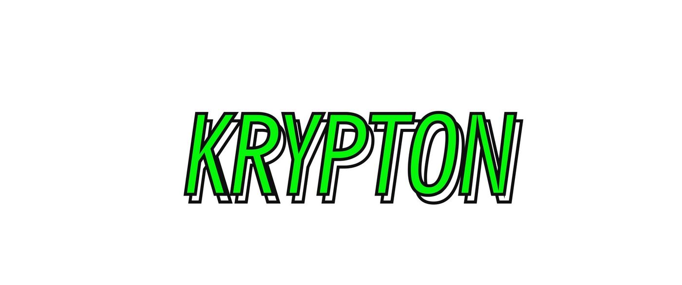 Display wordmark: KRYPTON in green with a black outline and white offset shadow