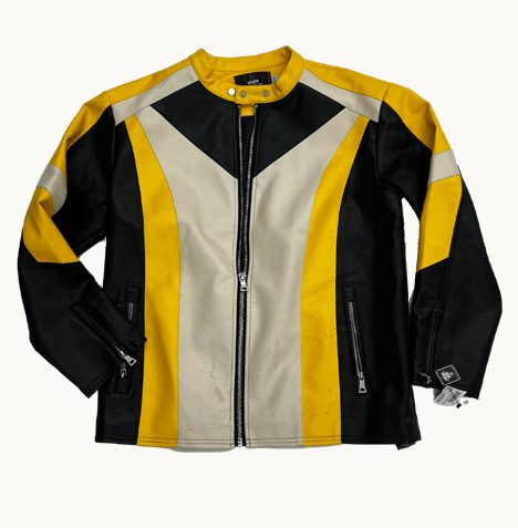 Yellow and black moto jacket