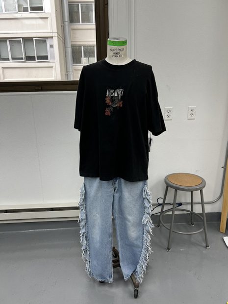 Look two styled on a dress form
