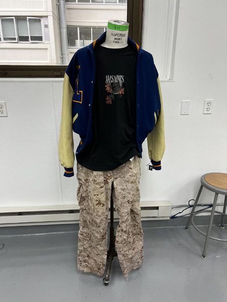 Look four styled on a dress form