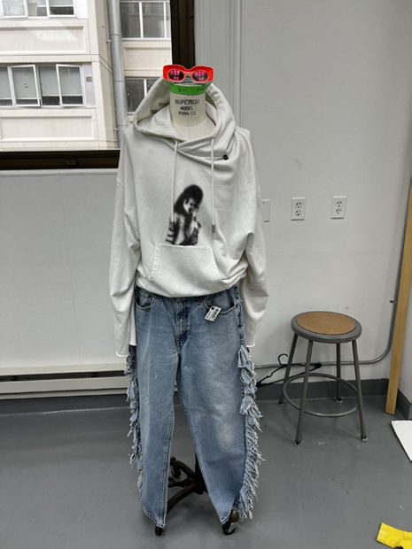 Look ten styled on a dress form